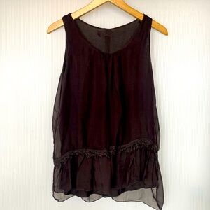 Italian, Boho, silk outer, lined, tank top, Medium